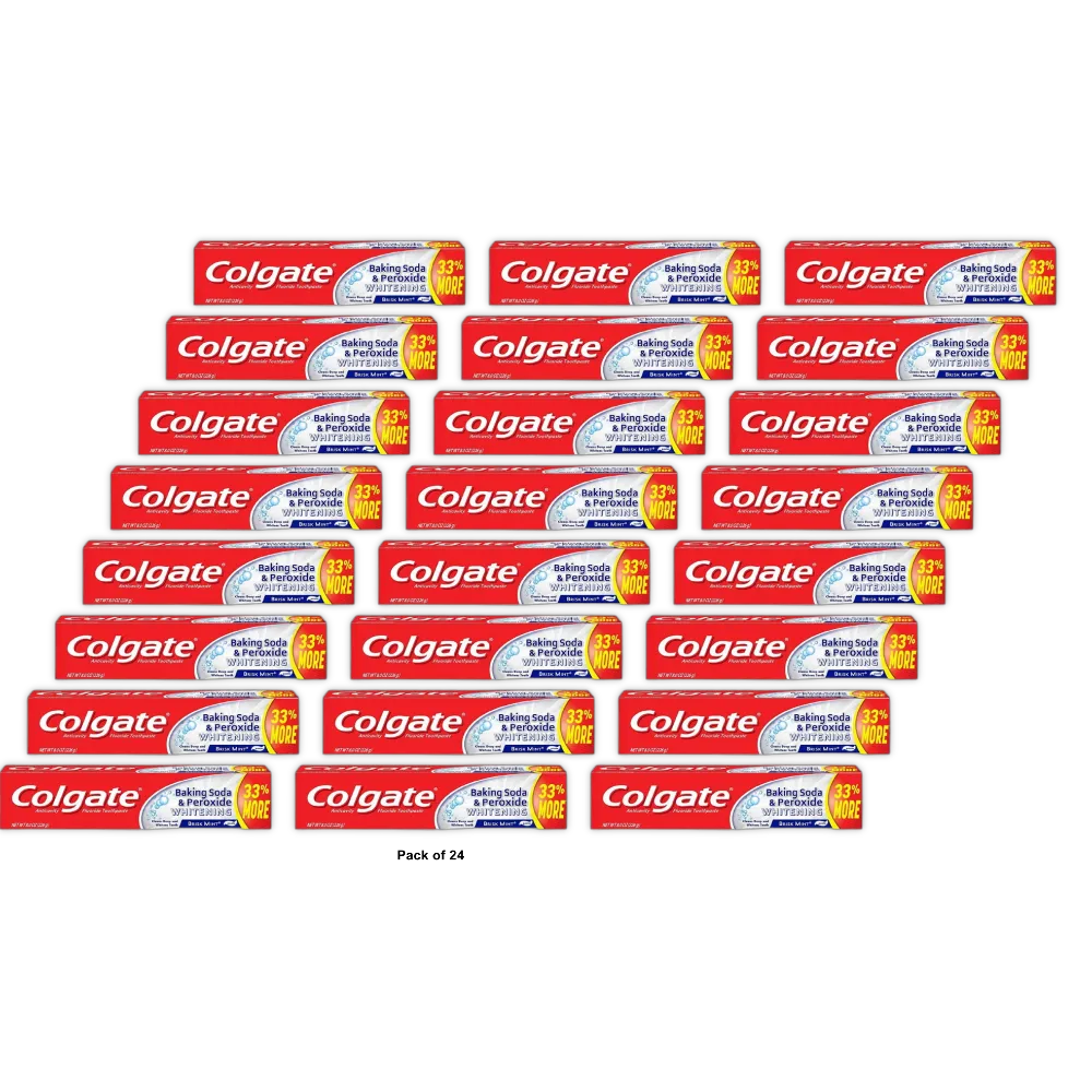 Colgate Baking Soda and Peroxide Whitening Bubbles Fluoride Toothpaste Brisk Mint 8Oz (Pack of 24)