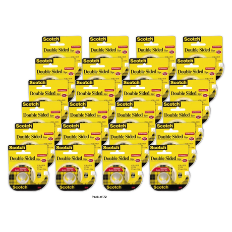 3M Scotch Permanent Double-Sided Stick Tape 0.5in x 450in 6.24Oz (Pack of 72)