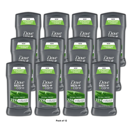 Dove Care Antiperspirant Deodorant Stick for Men Extra Fresh 2.7Oz (Pack of 12)