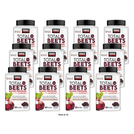 Force Factor Total Beets Blood Pressure Support Supplements with Beet Powder 60 Soft Chews 12oz (Pack of 12)