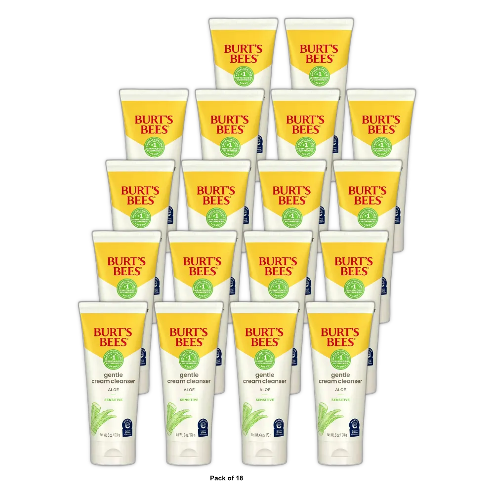 Burts Bees Sensitive Facial Cream Cleanser Fresh 6Oz (Pack of 18)