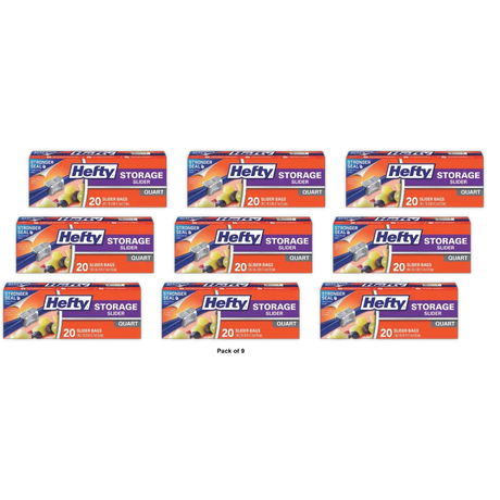 Hefty Slider Quart Size Storage Bags 27.2oz (Pack of 9)