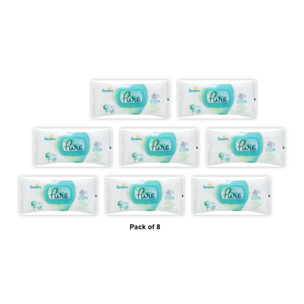 Pampers Aqua Pure Sensitive Baby Wipes 1X Pop Top 15.84Oz (Pack of 8)