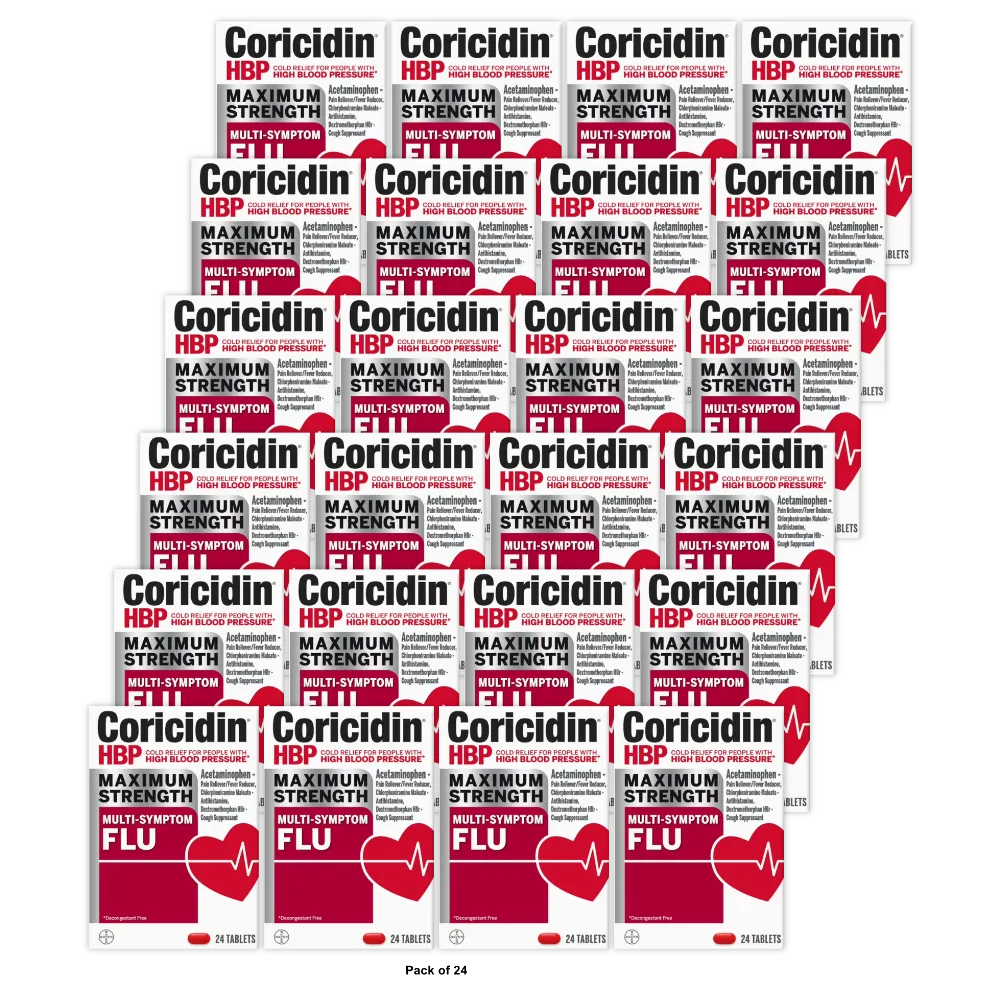 Coricidin HBP Maximum Strength Flu 24 Count 1.17oz (Pack of 24)