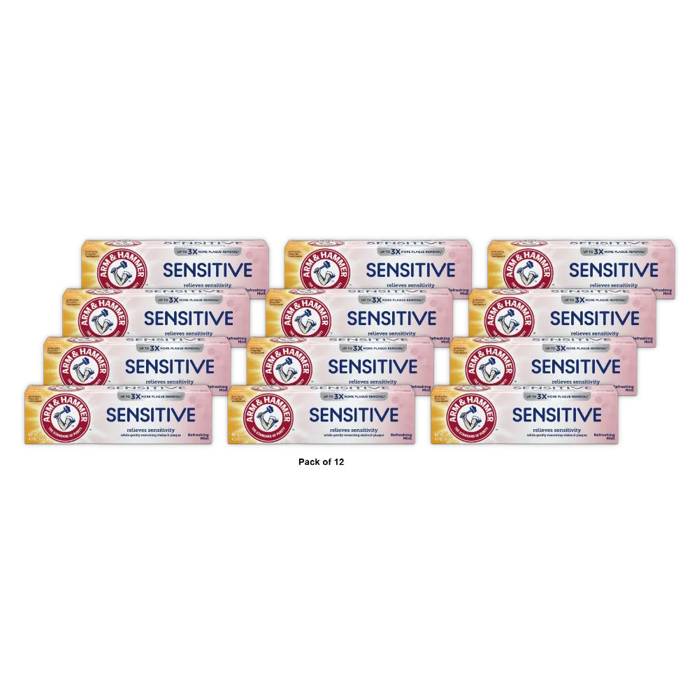 Arm & Hammer Sensitive Teeth Anticavity Fluoride Toothpaste Refreshing Mint 4.5Oz (Pack of 12)