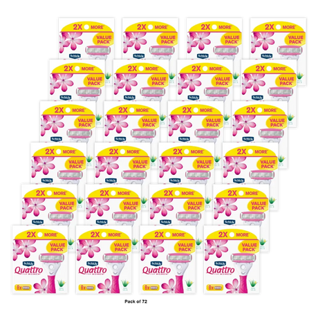 Schick Quattro Women's Razor 8 Count Refill 1.76oz (Pack of 72)