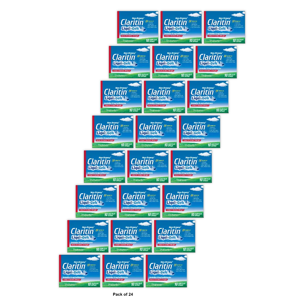 Claritin 24 Hour Non-Drowsy Allergy Liqui-Gels 10 mg 10 Count 0.711oz (Pack of 36)