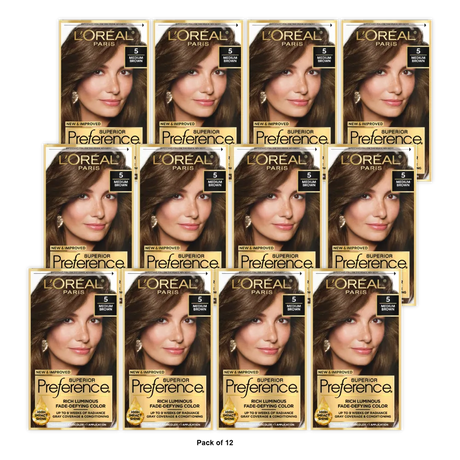 Loreal Superior Preference Hair Color 5 Medium Brown 8Oz (Pack Of 12)
