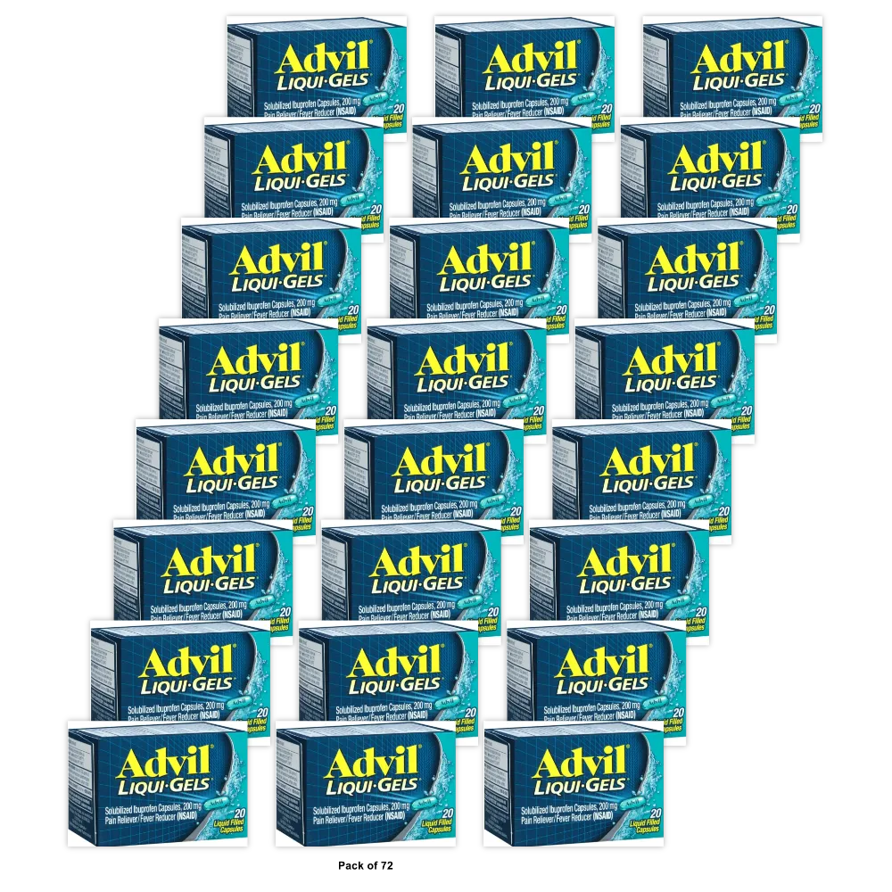 Advil Advanced Medicine For Pain 200 Mg Liqui-Gels 1.28oz (Pack of 72)