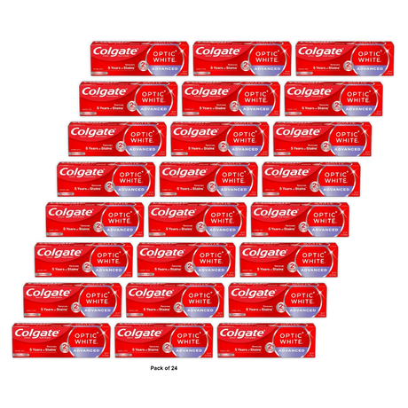 Colgate Optic White Advanced Teeth Whitening Toothpaste Sparkling White 3.2Oz (Pack of 24)