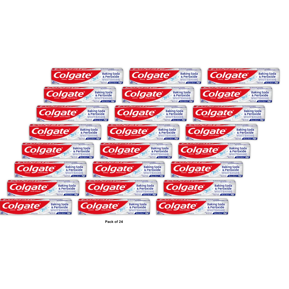 Colgate Anticavity Baking Soda and Peroxide Whitening Bubbles Fluoride Toothpaste Brisk Mint 6Oz (Pack of 24)