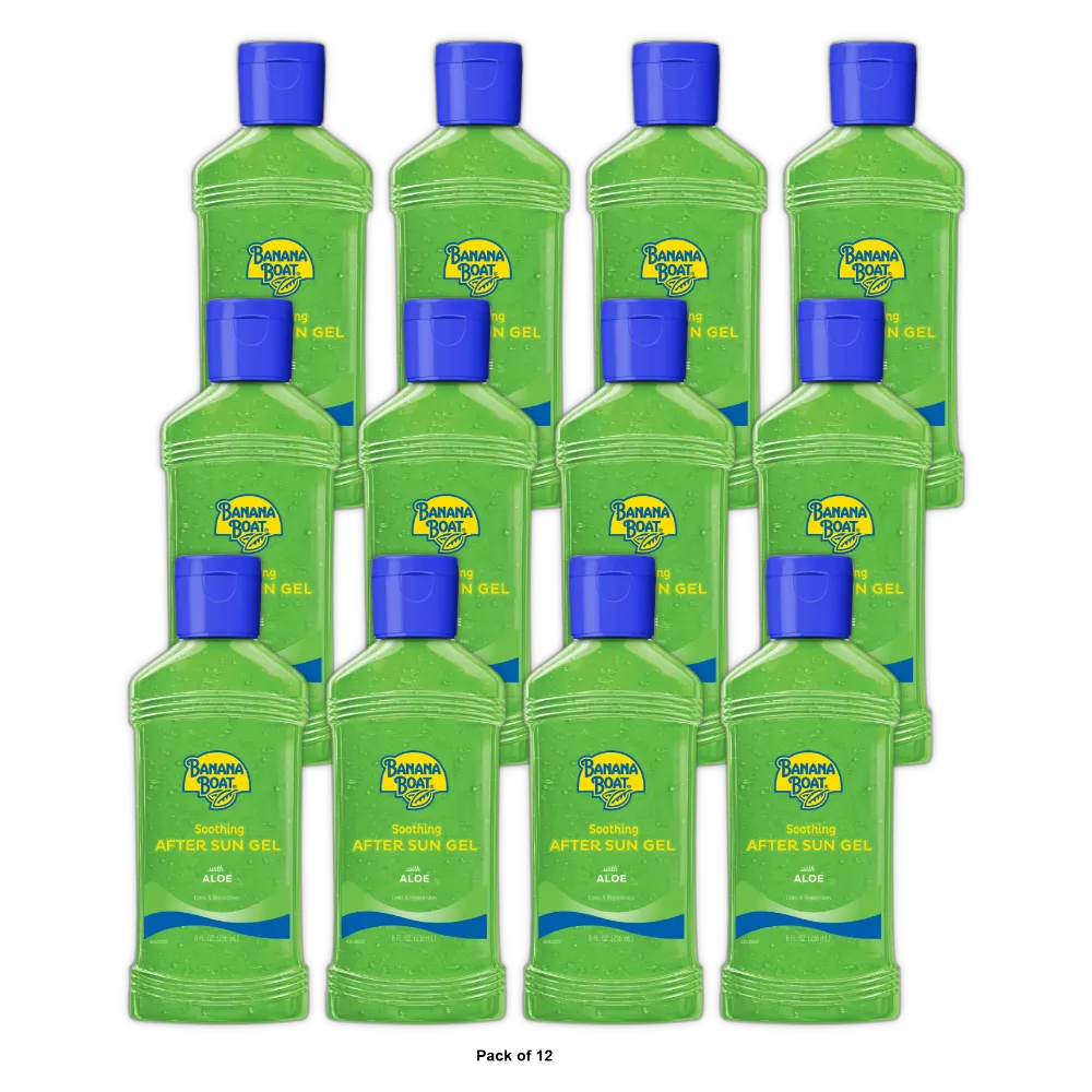 Banana Boat Burn Relief Soothing Aloe After Sun Gel 8Oz (Pack of 12)