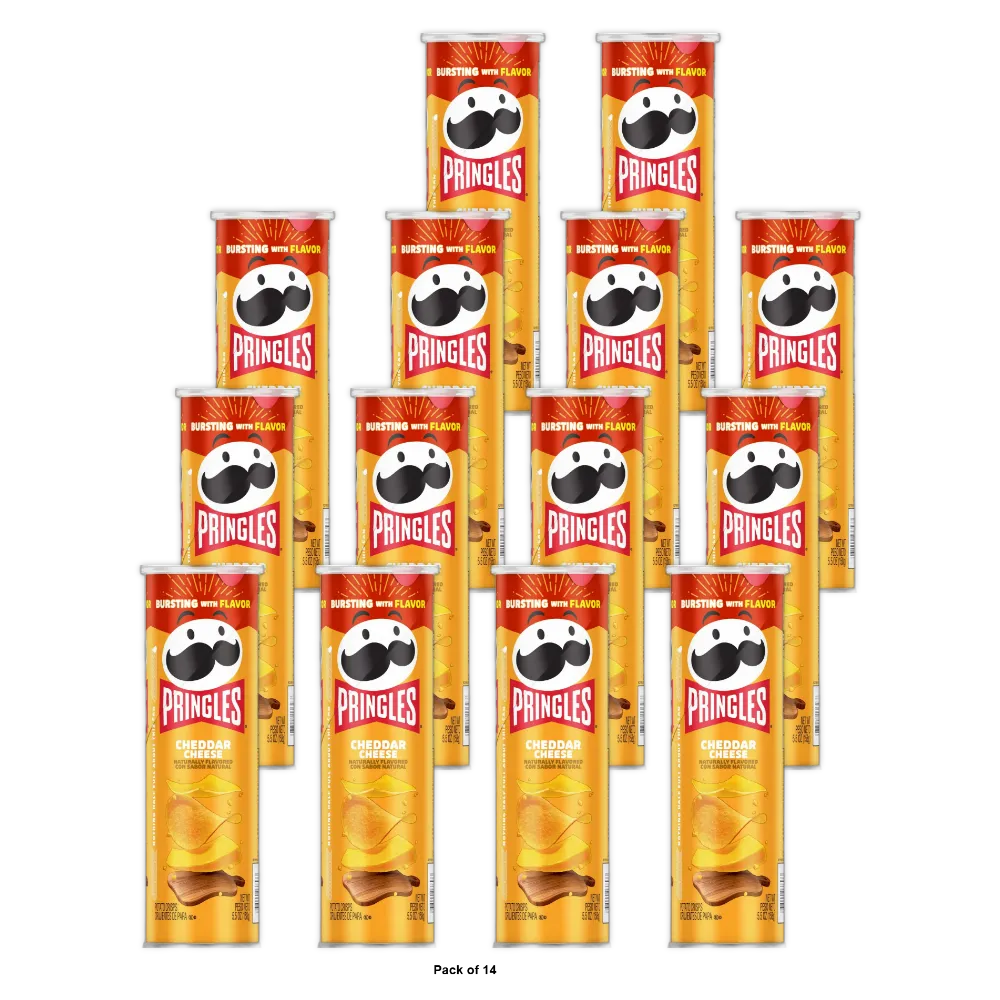 Pringles Cheddar Cheese Naturally Flavored Potato Crisps Chips 5.5 Oz (Pack of 14)