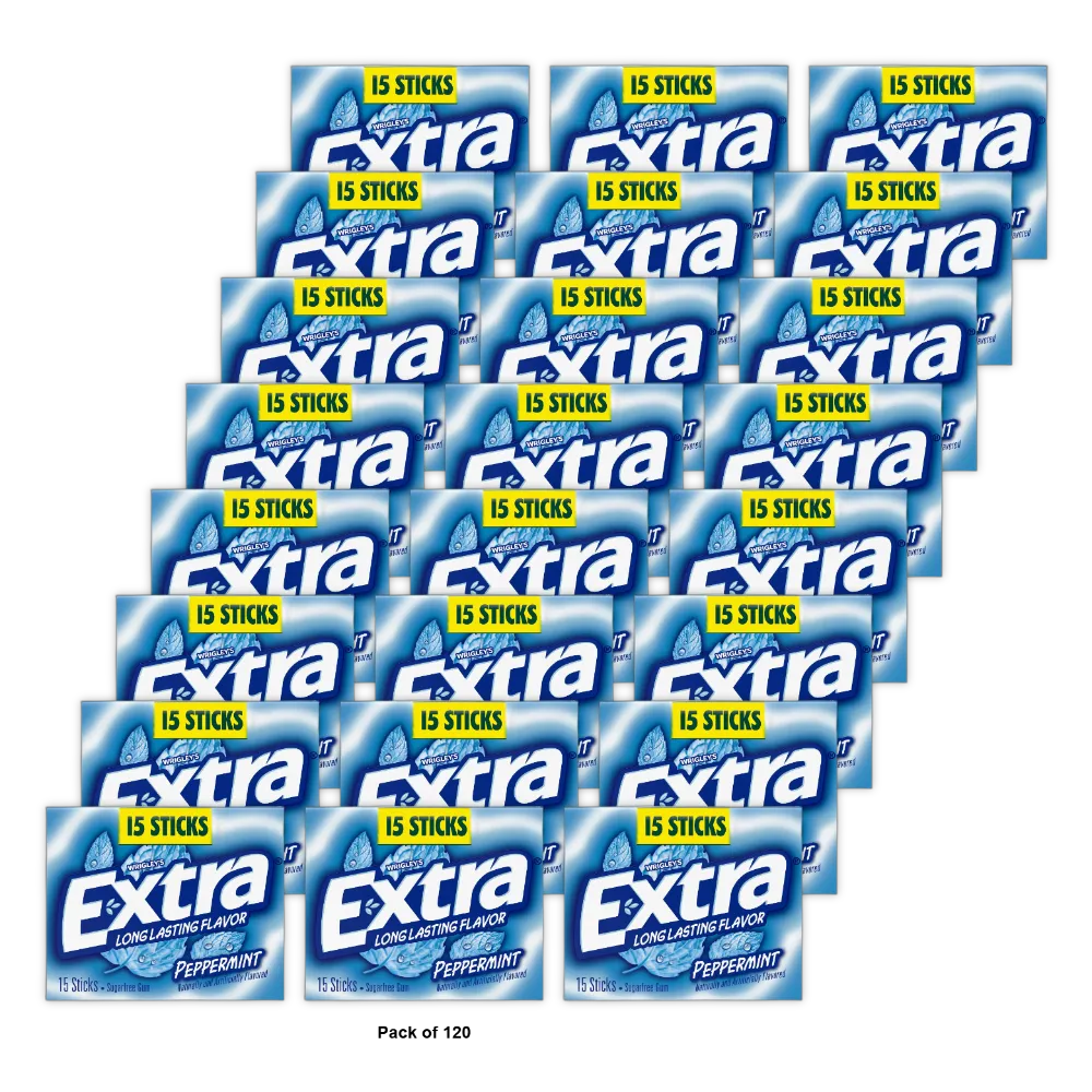 Wrigleys Extra Sugar Free Chewing gum Peppermint 1.57Oz (Pack of 120)