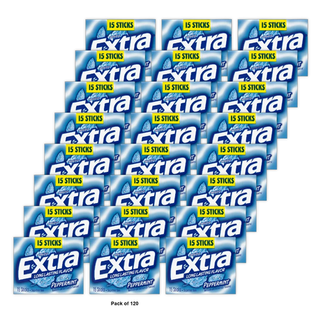 Wrigleys Extra Sugar Free Chewing gum Peppermint 1.57Oz (Pack of 120)