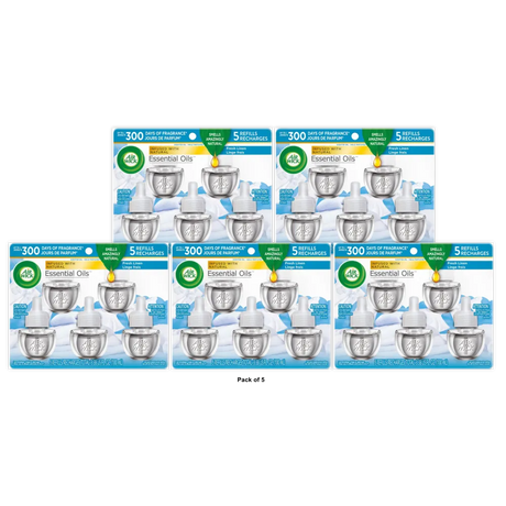 Air Wick Scented Oil Air Freshener Refill Snuggle Fresh Linen 0.67Oz (Pack Of 5)