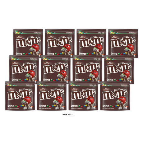 M&M's Family Size Milk Chocolate Candy 18oz (Pack of 12)