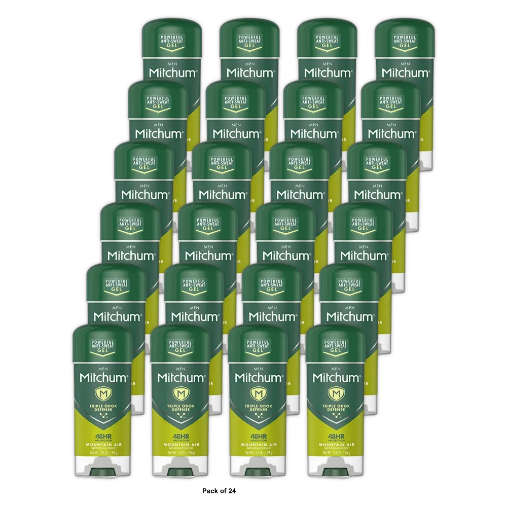 Mitchum Antiperspirant And Deodorant Clear Gel Mountain Air for Men 3.4Oz (Pack of 24)