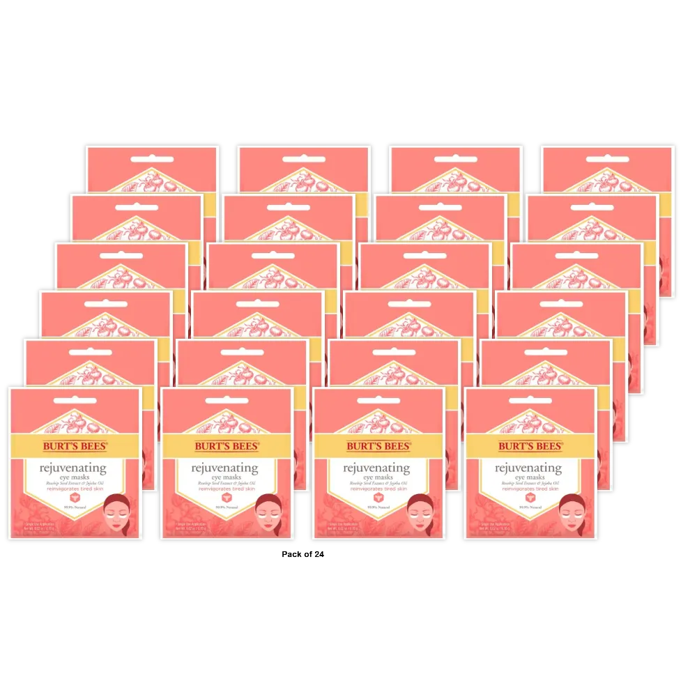 Burt'S Bees Rejuvenating Eye Mask Single Use Eye Mask 1 Pair 0.02Oz (Pack Of 48)