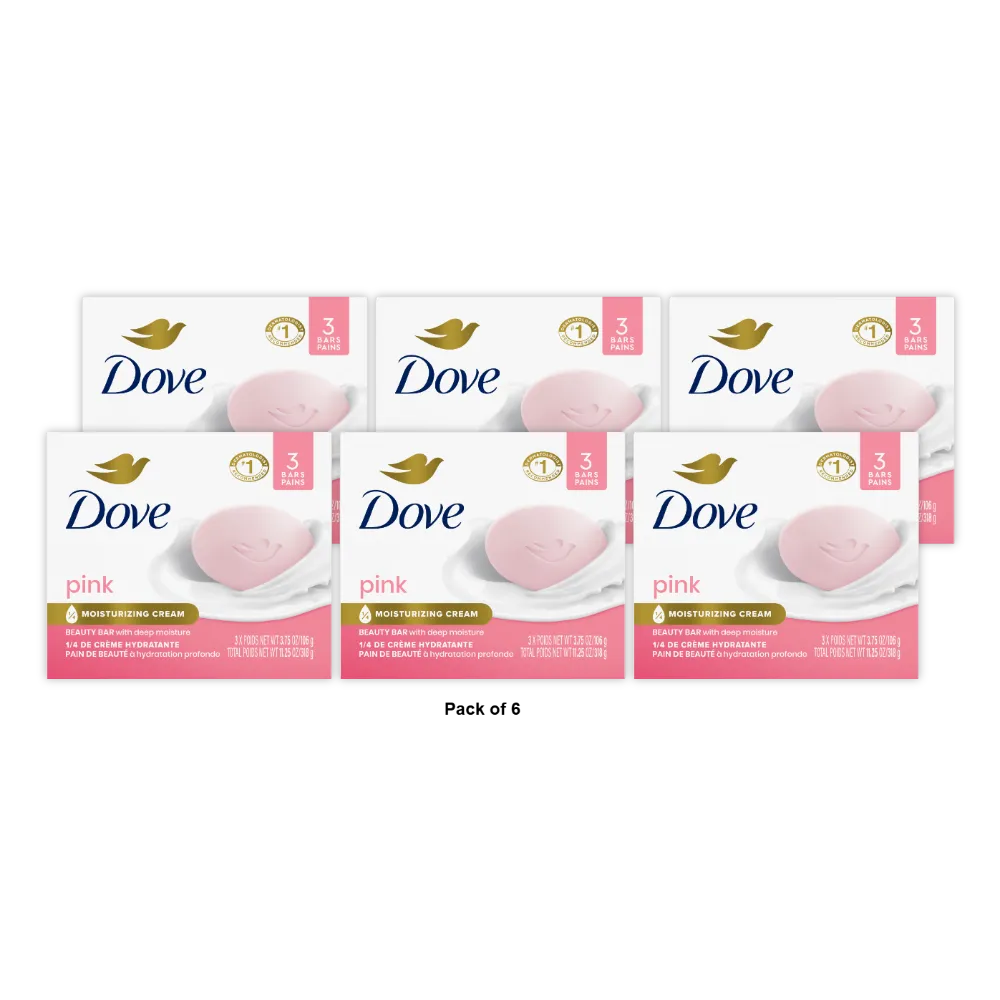 Dove Pink Rosa Moisturizing Cream Beauty Bar 3.75Oz (Pack of 6)