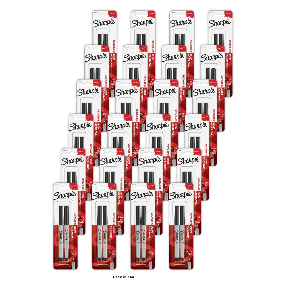 Sharpie Ultra Fine Point Permanent Markers Black2 Ea 4.8oz (Pack of 144)