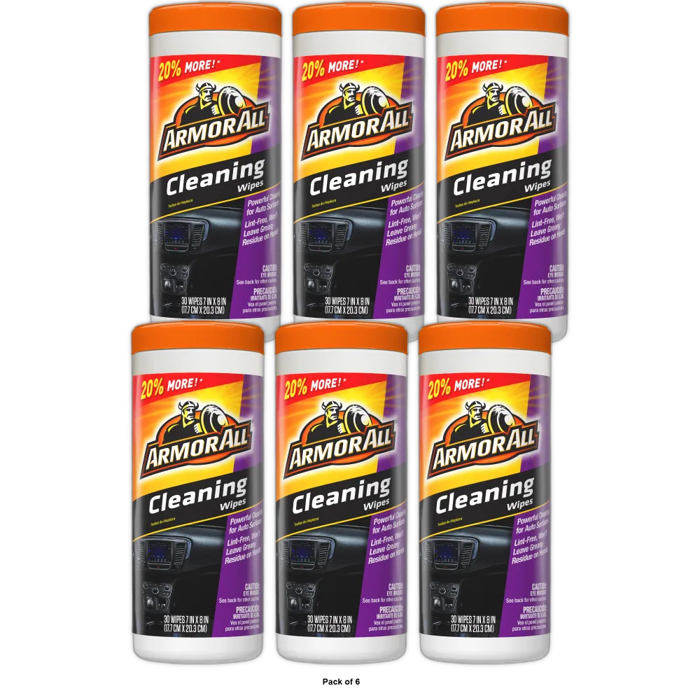 Armor All Interior Car Cleaning Wipes 30Ct 0.01Oz (Pack Of 6)