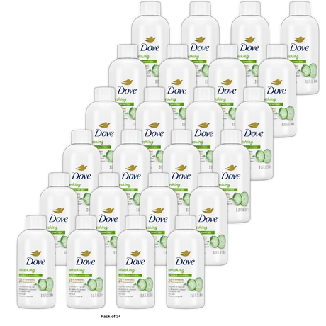 Dove Beauty Body Wash Refreshing Cucumber and Green Tea Travel Size 3Oz (Pack of 24)