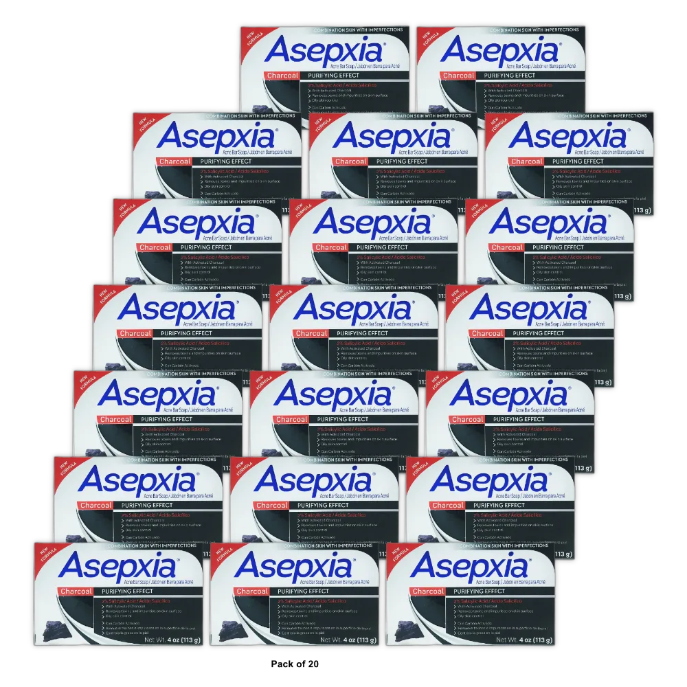Asepxia Cleansing Bar Soap For Acne Charcoal 4Oz (Pack of 20)