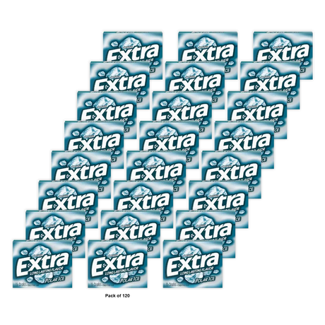 Wrigleys Extra Sugar Free Chewing Gum Polar Ice - 15 Sticks 10 Pack 0.11Oz (Pack Of 120)
