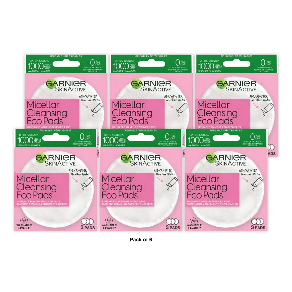 Garnier Skinactive Micellar Cleansing Eco Pads Reusable (Pack Of 6)