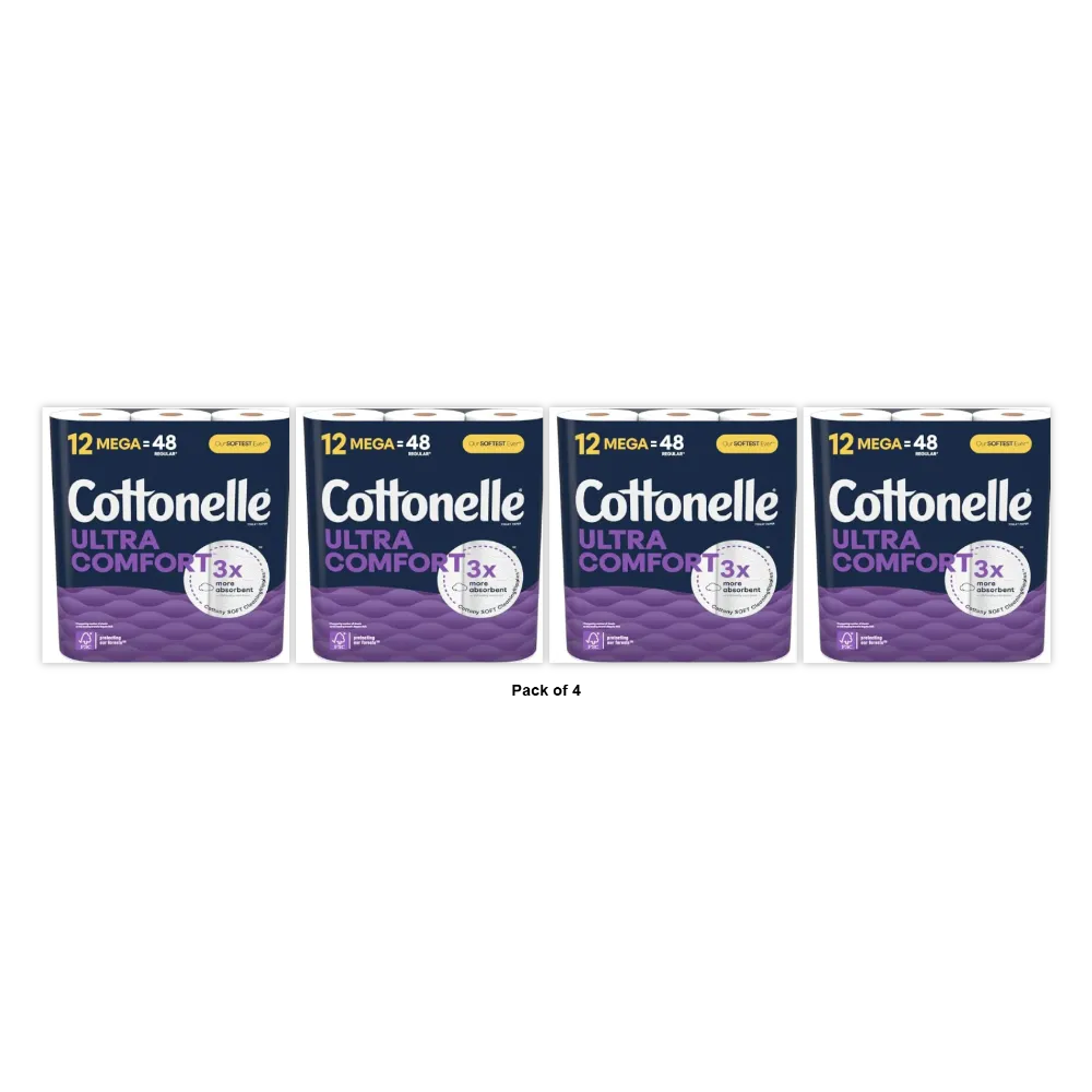 Cottonelle Comfort Care Mega Rolls 12 Count 4.4oz (Pack of 4)
