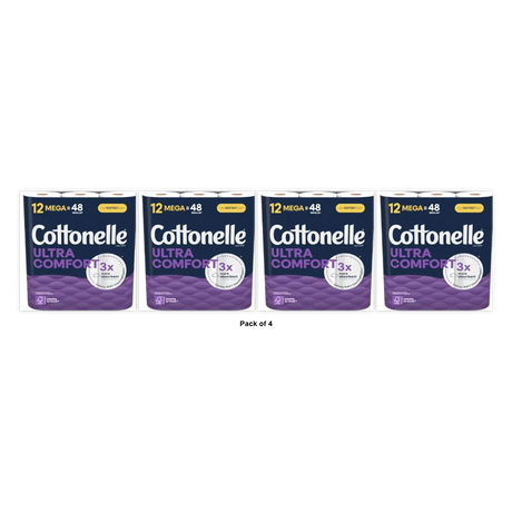 Cottonelle Comfort Care Mega Rolls 12 Count 4.4oz (Pack of 4)