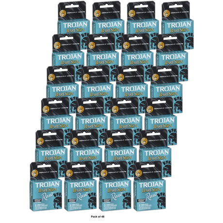 Trojan Bareskin Raw Condom 3 Count 1.13oz (Pack of 48)