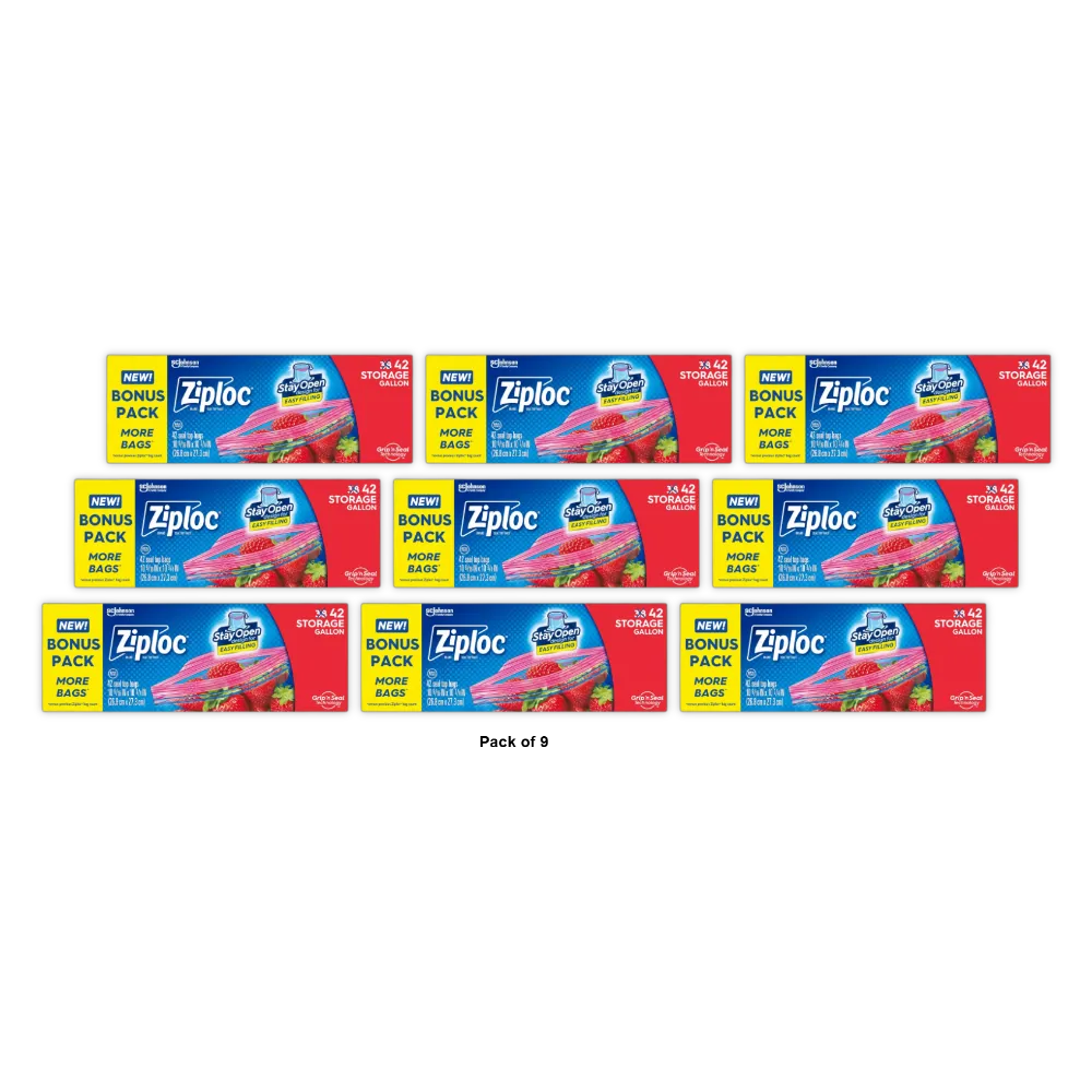 Ziploc Storage Gallon Bags 13.6Oz (Pack of 9)