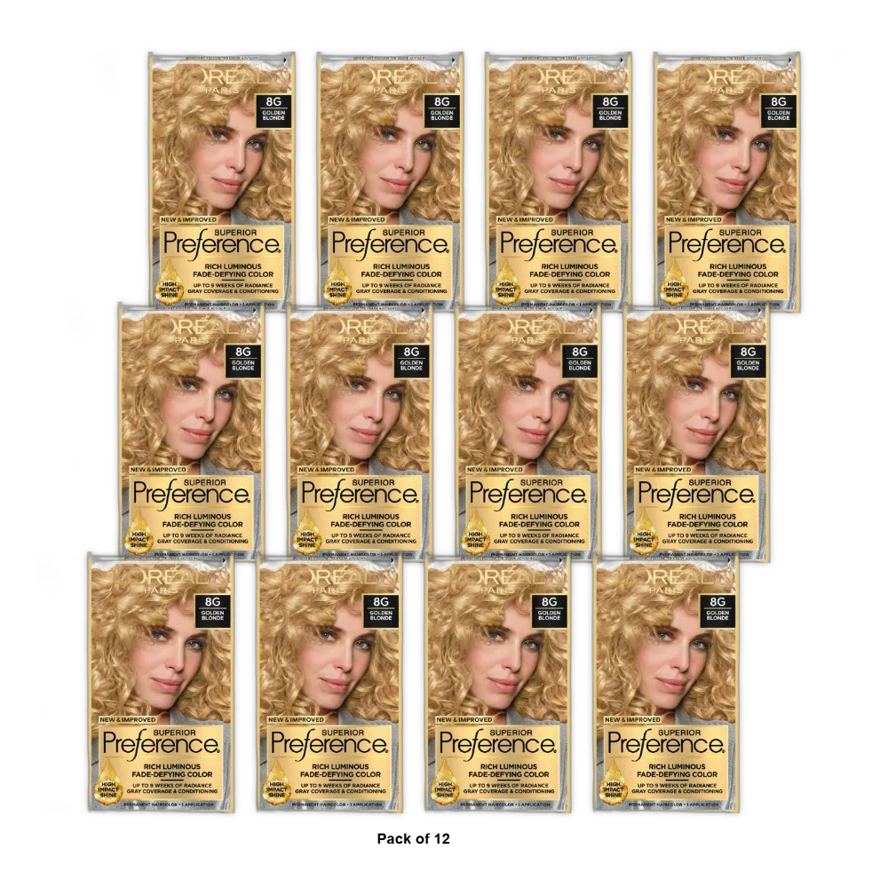 Loreal Superior Preference Hair Color 8G Golden Blonde1 Ea 8Oz (Pack Of 12)