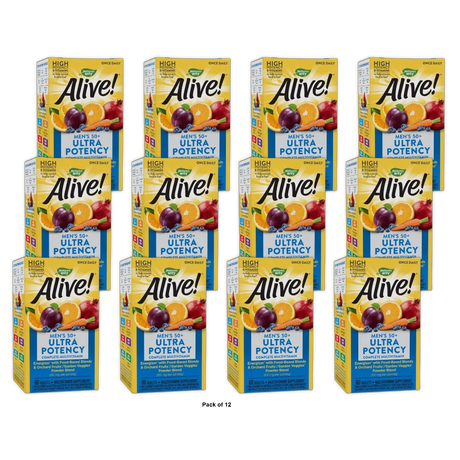 Natures Way Alive Once Daily Mens 50 Plus Ultra Potency Multi-Vitamin Tablets60 Ea 4.23oz (Pack of 12)
