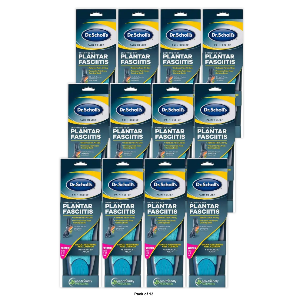 Dr. Scholls Plantar Fasciitis Orthotics Womens Size 6-10 1 Pair 5.12oz (Pack of 12)