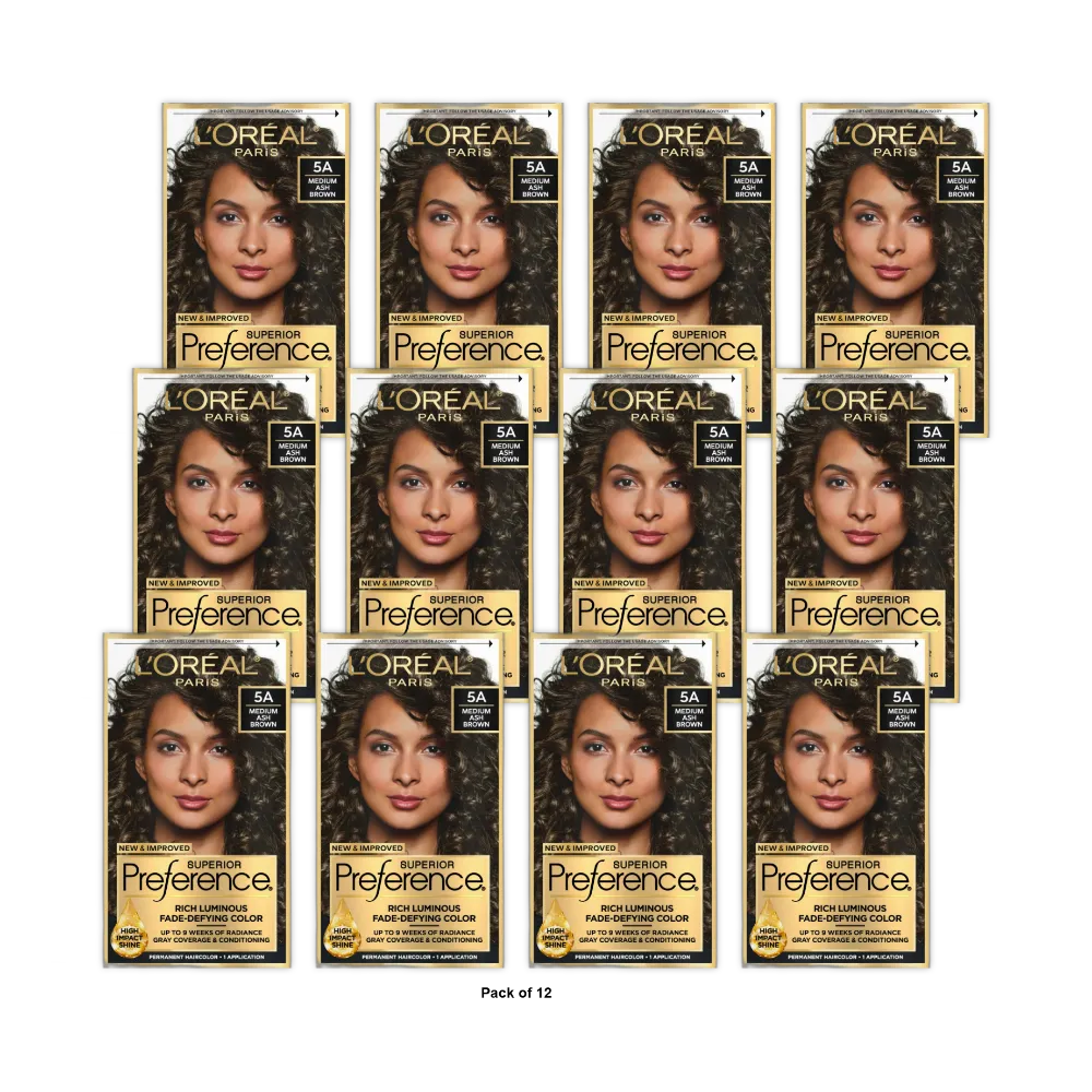 Loreal Superior Preference Hair Color Medium Ash Brown #5A1 Ea 2.5oz (Pack of 12)