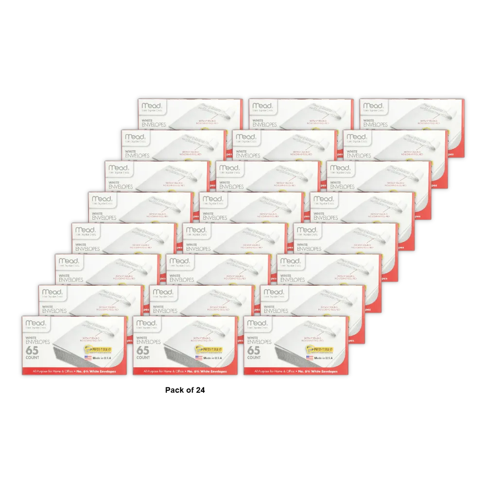 Mead Press-It Seal-It White Envelopes 65 Count 0.4Oz (Pack Of 24)