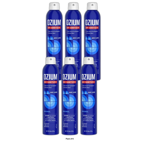 Ozium Air Sanitizer & Odor Eliminator for Homes Cars Offices and More Original Scent 8 Oz (Pack of 6)
