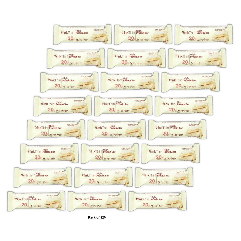 Think Thin High Protein Meal Alternative Nutrition Bar White Chocolate 2.1Oz (Pack of 120)