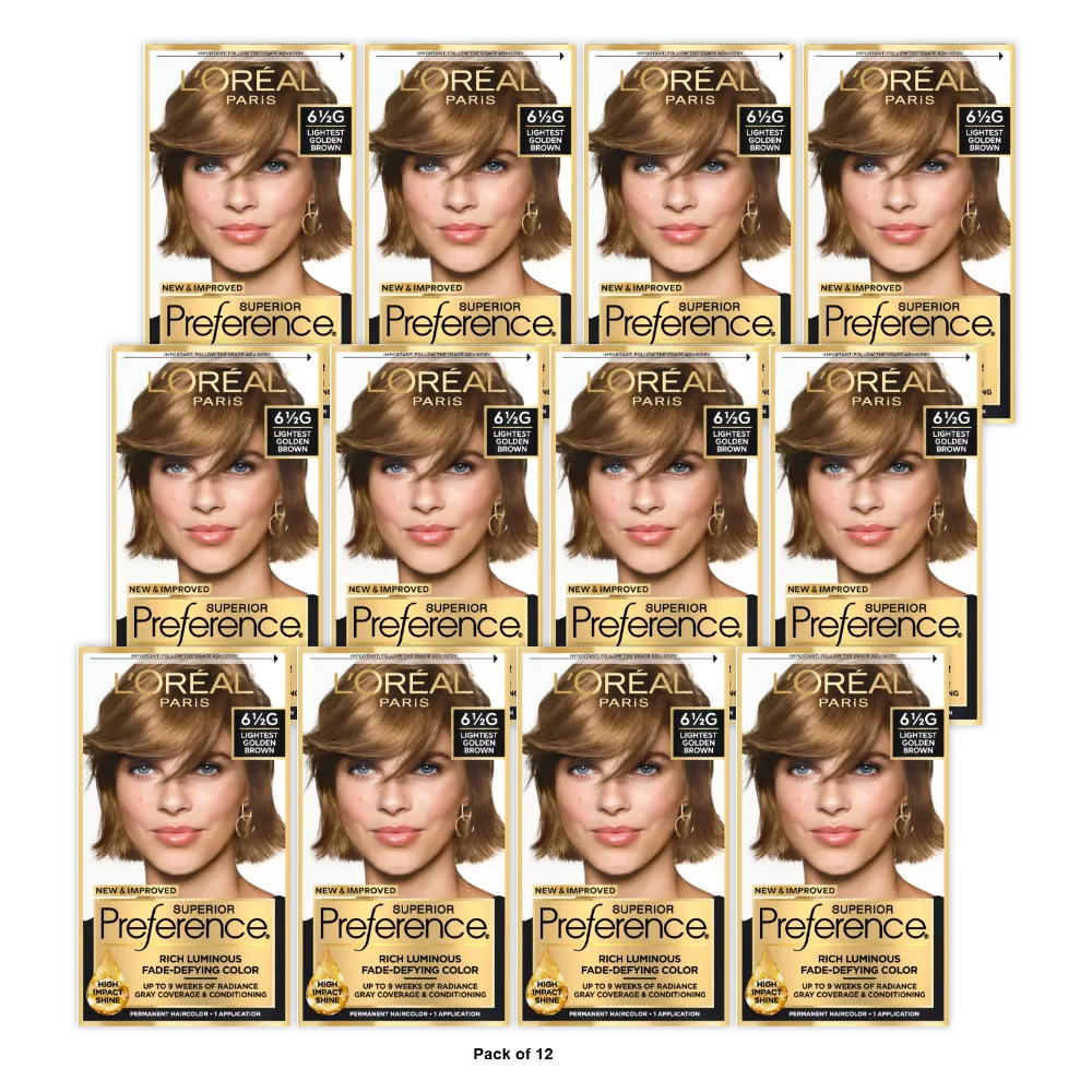 L'Oreal Paris Superior Preference Permanent Hair Color 6.5G Lightest Golden Brown 8Oz (Pack Of 12)