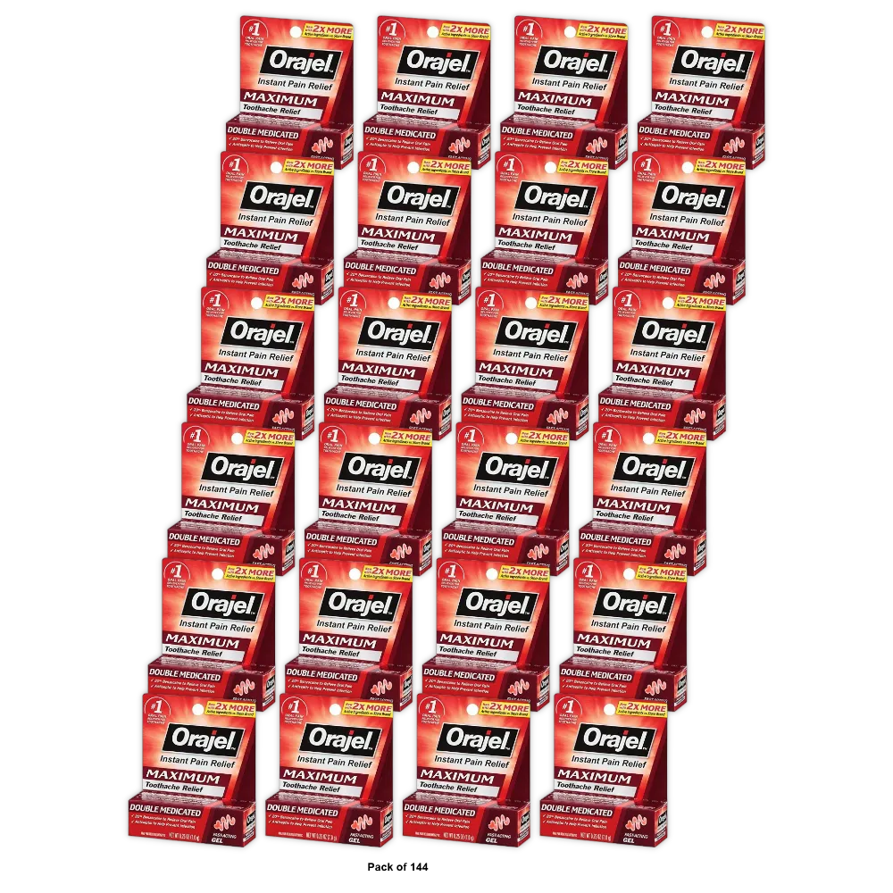 Orajel Maximum Strength Oral Pain Reliever 0.42Oz (Pack of 144)