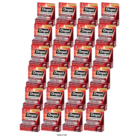 Orajel Maximum Strength Oral Pain Reliever 0.42Oz (Pack of 144)