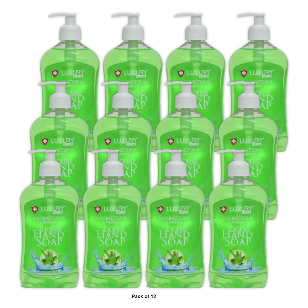 Luxury Antibacterial Liquid Hand Soap Aloe Vera 16.9 oz (Pack of 12)