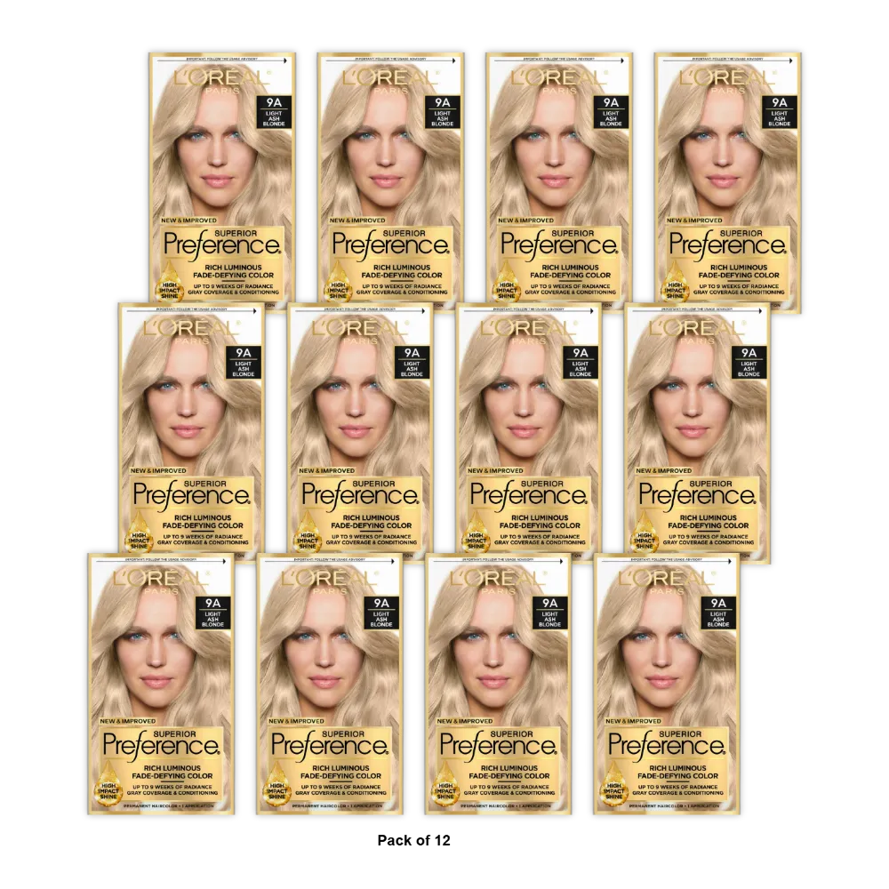 Loreal Superior Preference Hair Color 9A Light Ash Blonde 8Oz (Pack Of 12)
