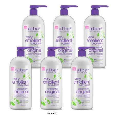 Alba Botanica Very Emollient Body Lotion Original Unscented 32Oz (Pack of 6)
