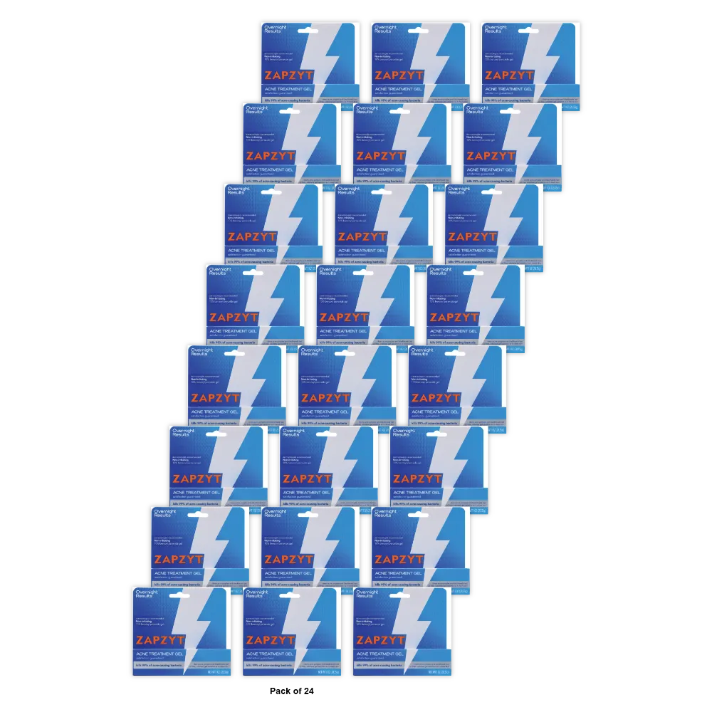 Zapzyt Maximum Strength 10% Benzoyl Peroxide Acne Treatment Gel 1Oz (Pack of 24)