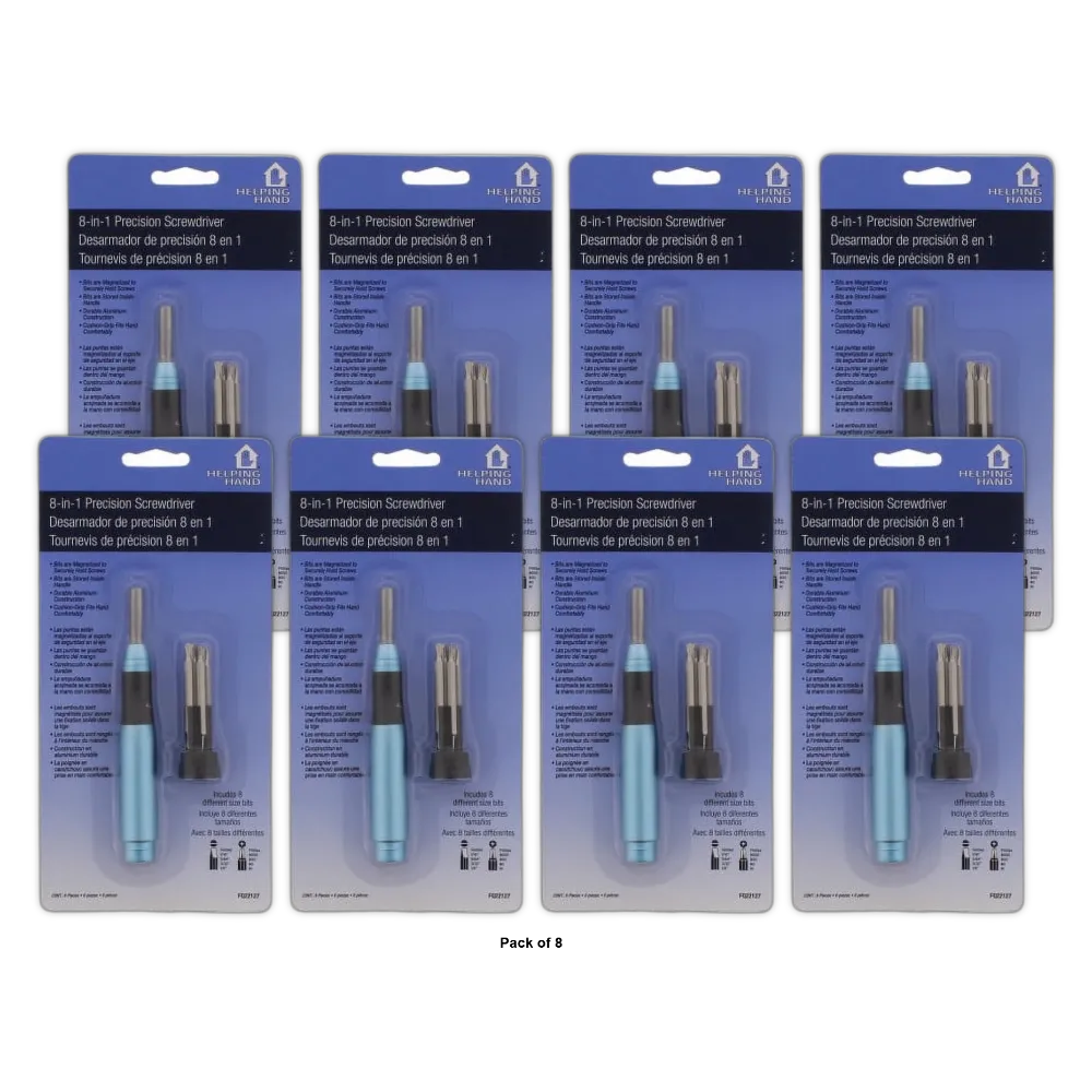 Helping Hand 8-In-1 Precision Screwdriver 0.35Oz (Pack Of 8)