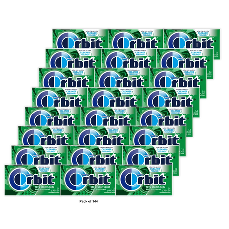 Orbit Spearmint Sugar Free Chewing Gum 14Ct 1.07Oz (Pack of 144)